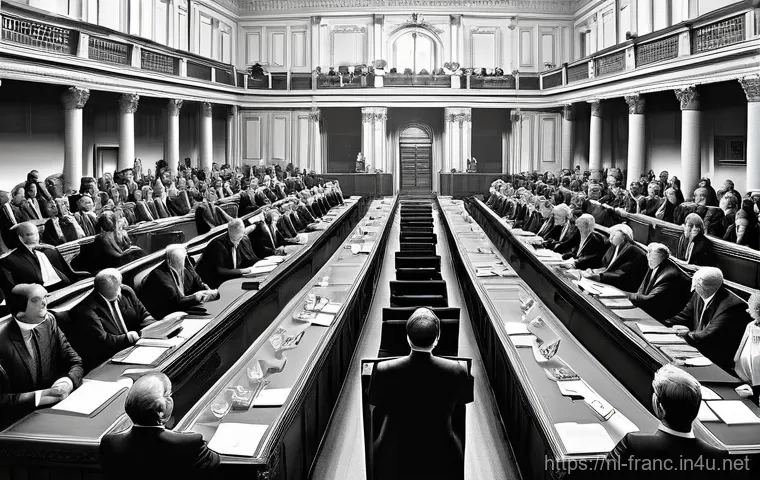 프랑스 현대 정치사 개요 - A vibrant, detailed depiction of a peaceful but passionate street protest in a historic French city....