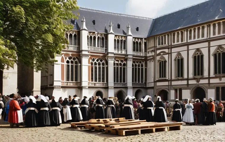 프랑스의 종교 개혁과 가톨릭 영향 - **Prompt 2: Huguenot Resolve in a Divided City**
    *   **Description:** A vibrant street scene in ...