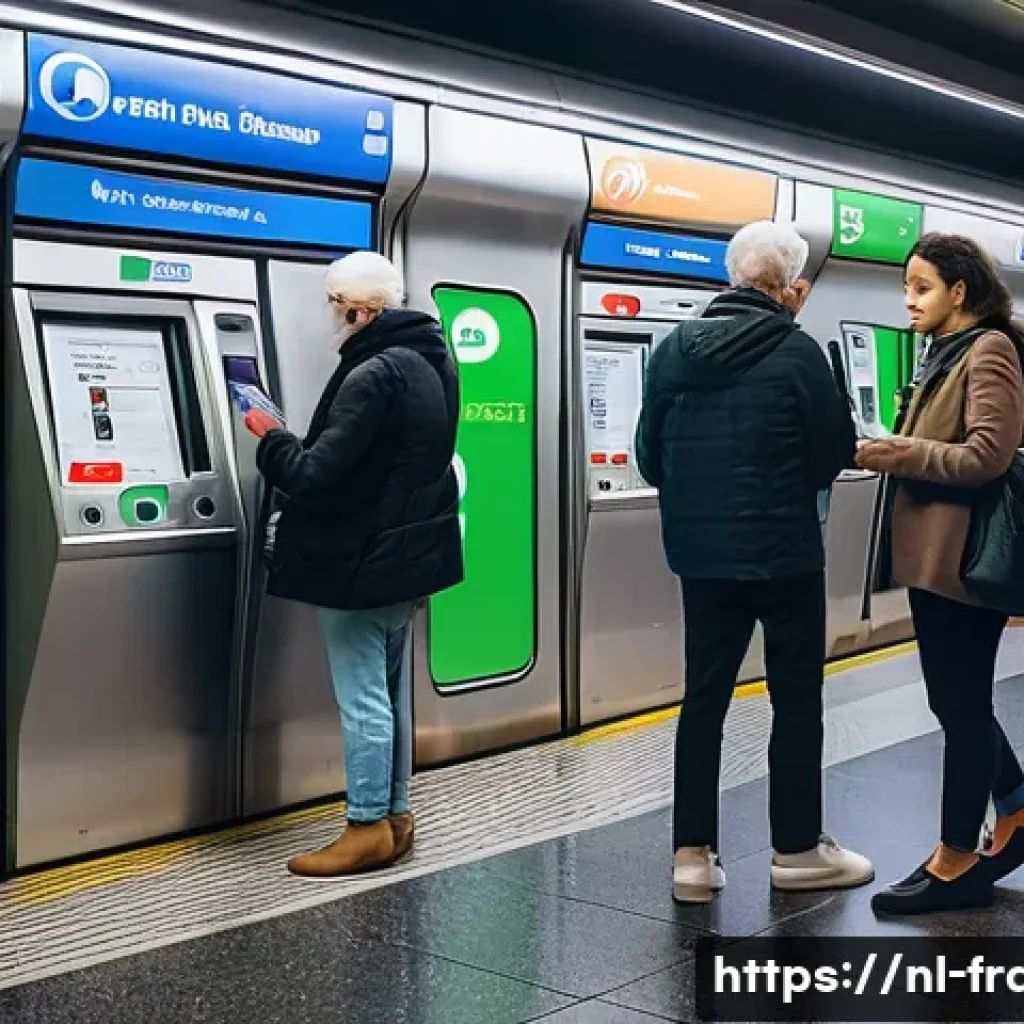 프랑스에서 대중교통 이용 팁 - A bustling Paris metro station scene during non-peak hours, featuring diverse passengers including a...