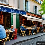 몽마르뜨 언덕 예술가 거리 탐방 - A lively scene at Place du Tertre in Montmartre, Paris, capturing artists sketching and painting por...