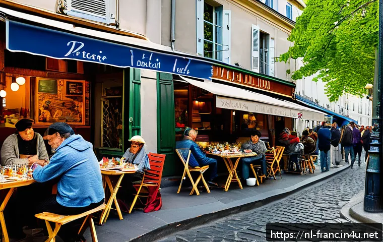 몽마르뜨 언덕 예술가 거리 탐방 - A lively scene at Place du Tertre in Montmartre, Paris, capturing artists sketching and painting por...